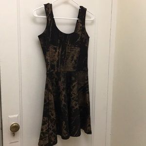 Metallic black bronze animal patterned dress